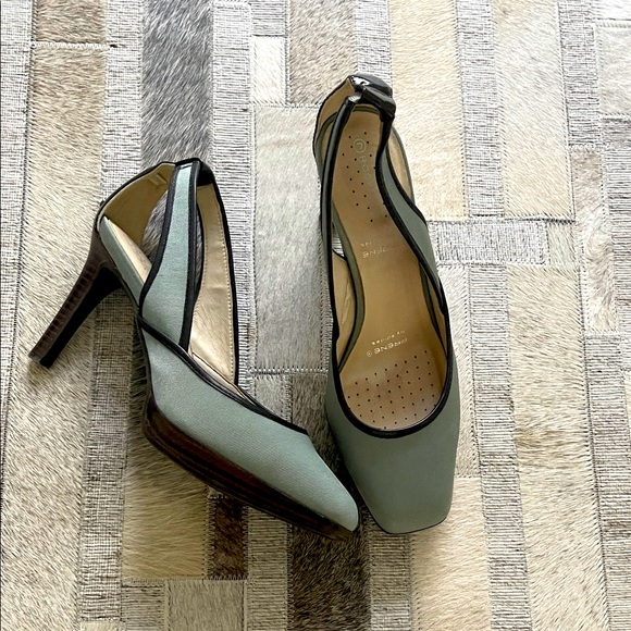 Rockport Shoes - Elegant Green Grayish Open Sling High Heels